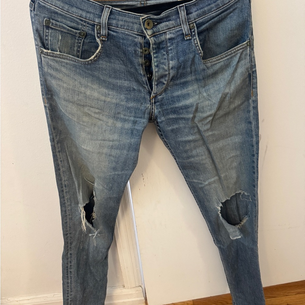 Rag & Bone Blue Jeans with Distressed Details